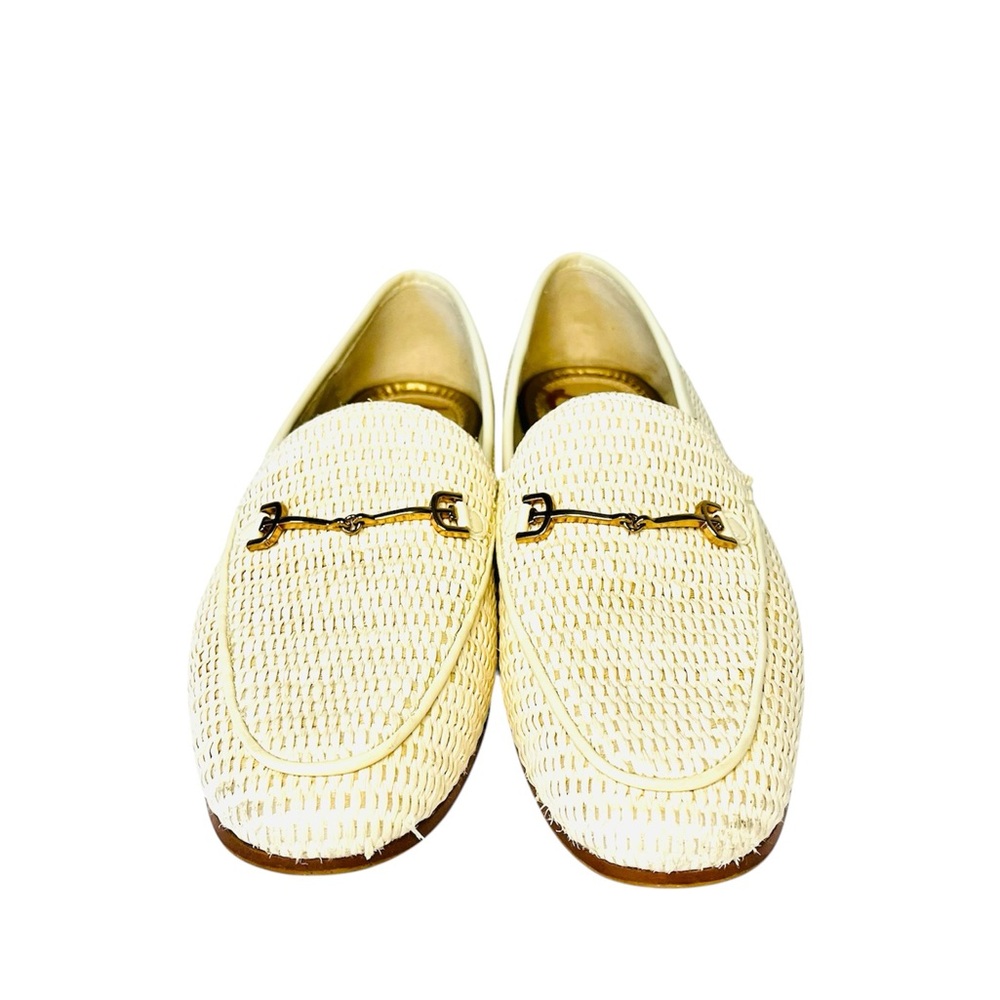Sam Edelman Woven Cream Loafers with Gold Detail - Picture 2 of 3